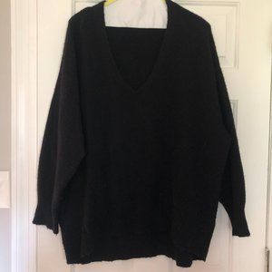 H&M Fuzzy V Neck Black Sweater